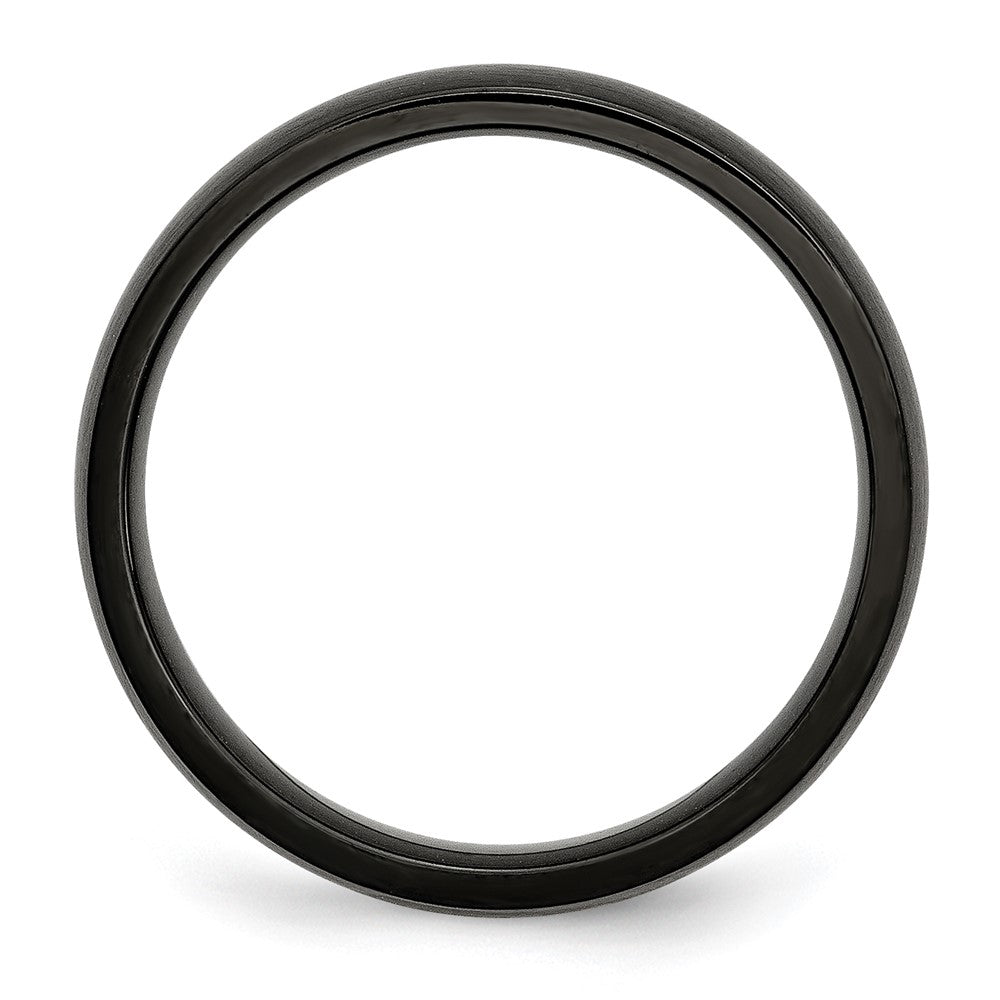 Alternate view of the 5mm Black Plated Stainless Steel Brushed Domed Band by The Black Bow Jewelry Co.