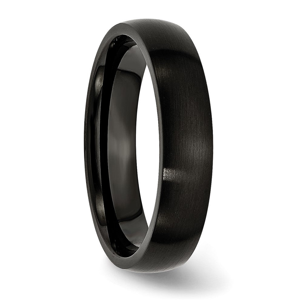 Alternate view of the 5mm Black Plated Stainless Steel Brushed Domed Band by The Black Bow Jewelry Co.