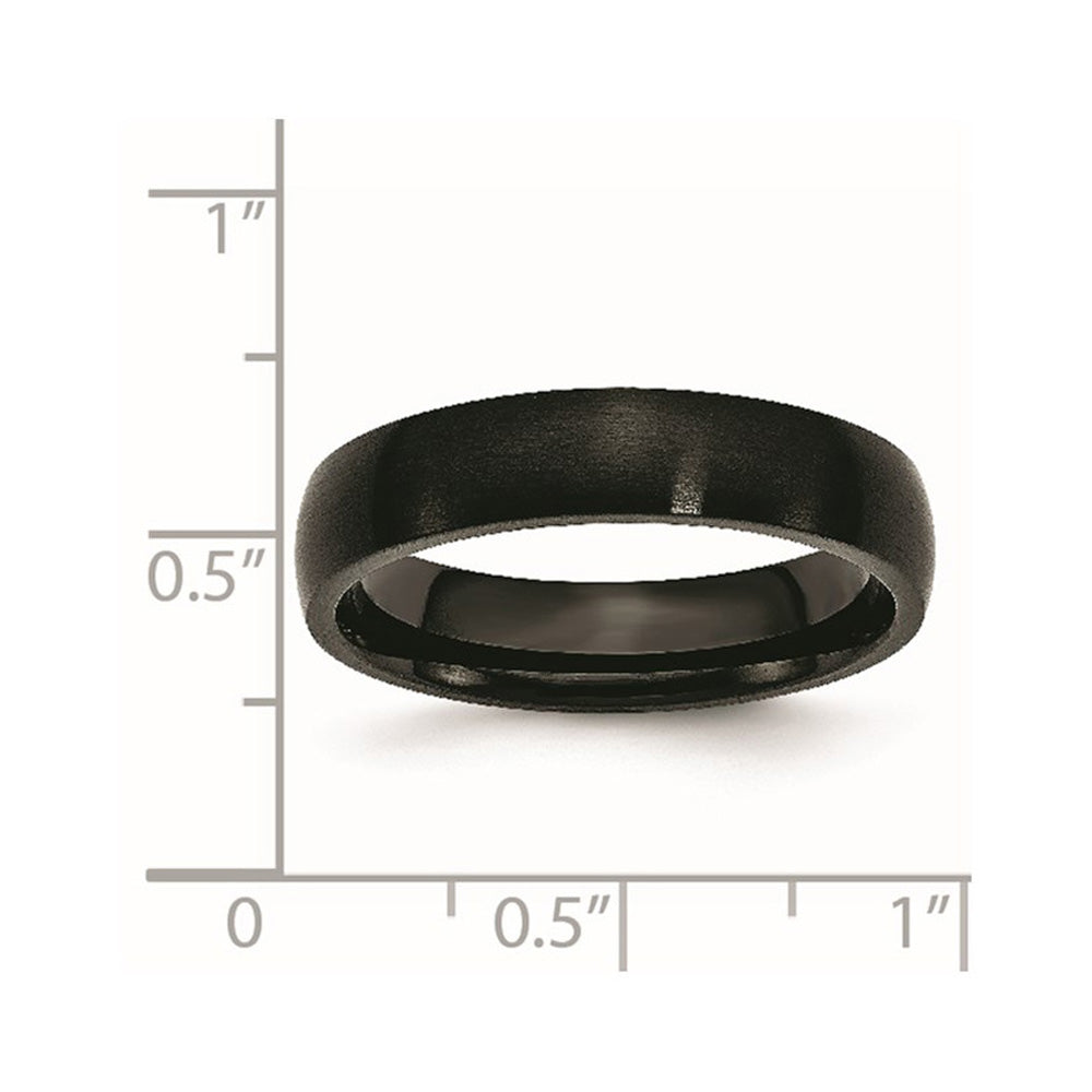Alternate view of the 5mm Black Plated Stainless Steel Brushed Domed Band by The Black Bow Jewelry Co.