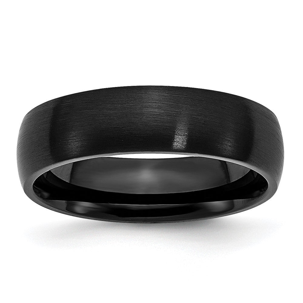 6mm Black Plated Stainless Steel Brushed Domed Band, Item R12159 by The Black Bow Jewelry Co.