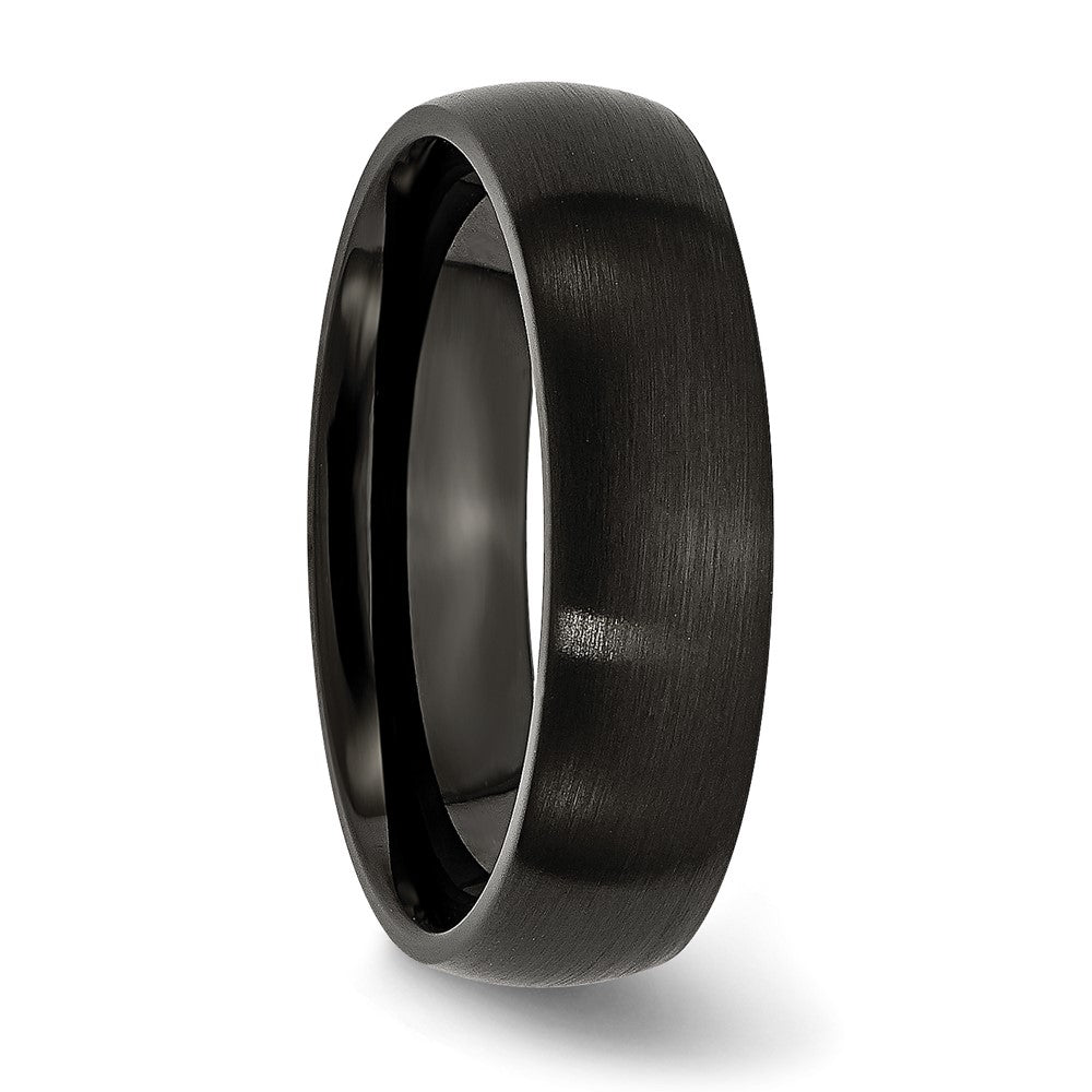 Alternate view of the 6mm Black Plated Stainless Steel Brushed Domed Band by The Black Bow Jewelry Co.
