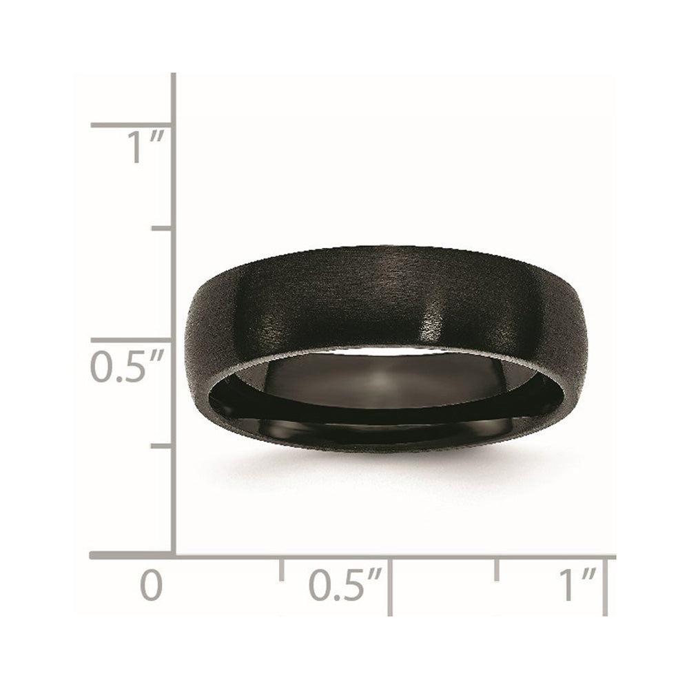 Alternate view of the 6mm Black Plated Stainless Steel Brushed Domed Band by The Black Bow Jewelry Co.