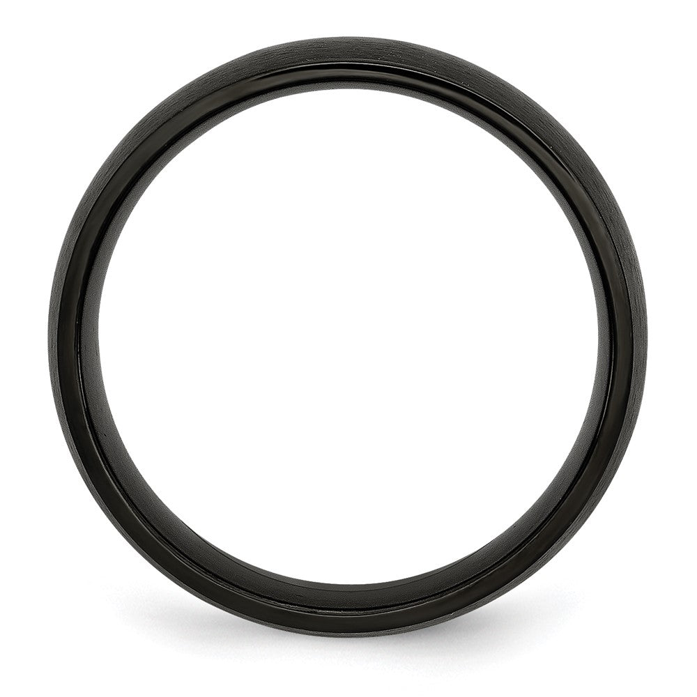 Alternate view of the Men's 7mm Black Plated Stainless Steel Brushed Domed Band by The Black Bow Jewelry Co.