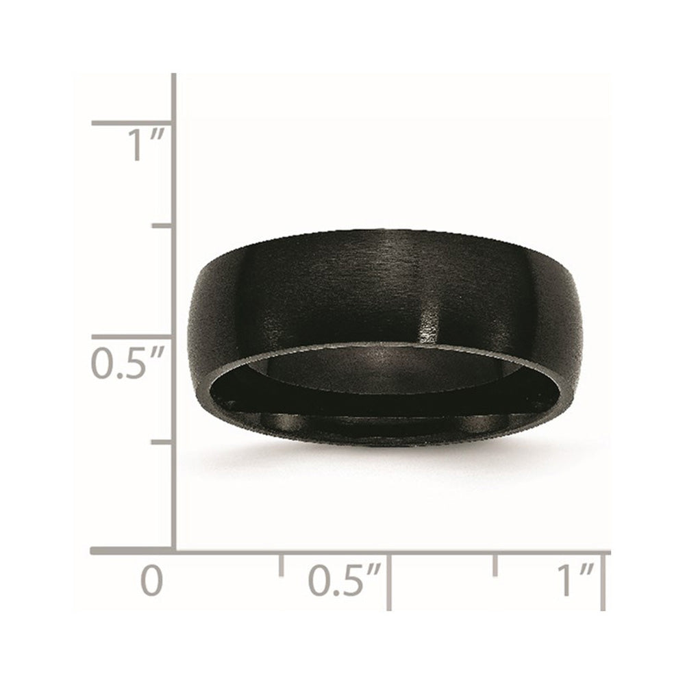 Alternate view of the Men's 7mm Black Plated Stainless Steel Brushed Domed Band by The Black Bow Jewelry Co.