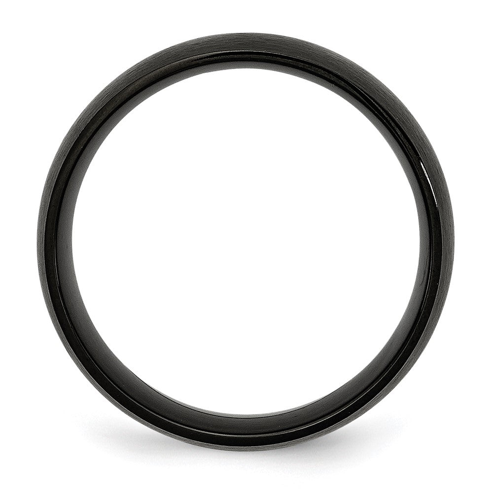 Alternate view of the Men's 8mm Black Plated Stainless Steel Brushed Domed Band by The Black Bow Jewelry Co.