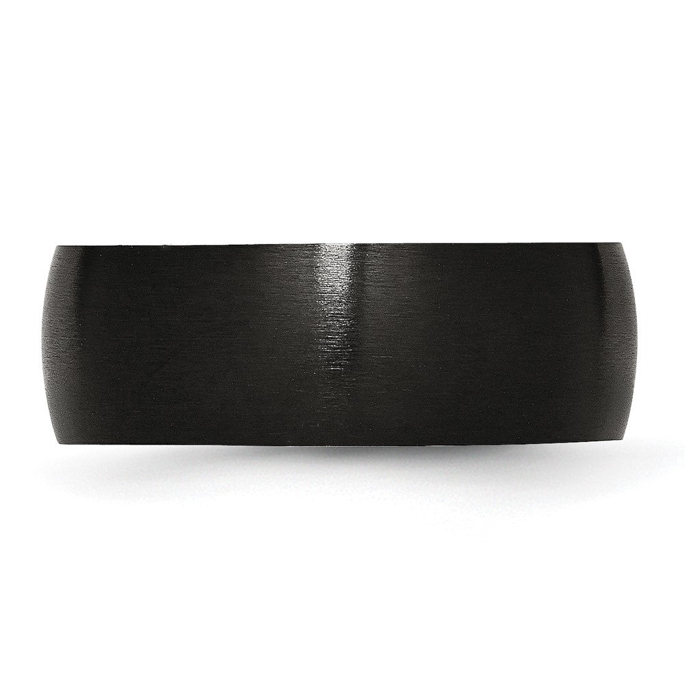 Alternate view of the Men's 8mm Black Plated Stainless Steel Brushed Domed Band by The Black Bow Jewelry Co.