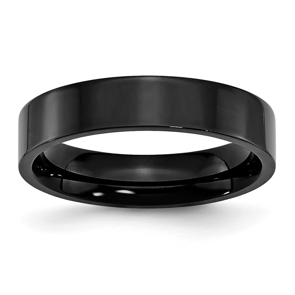 5mm Black Plated Stainless Steel Polished Flat Band, Item R12162 by The Black Bow Jewelry Co.