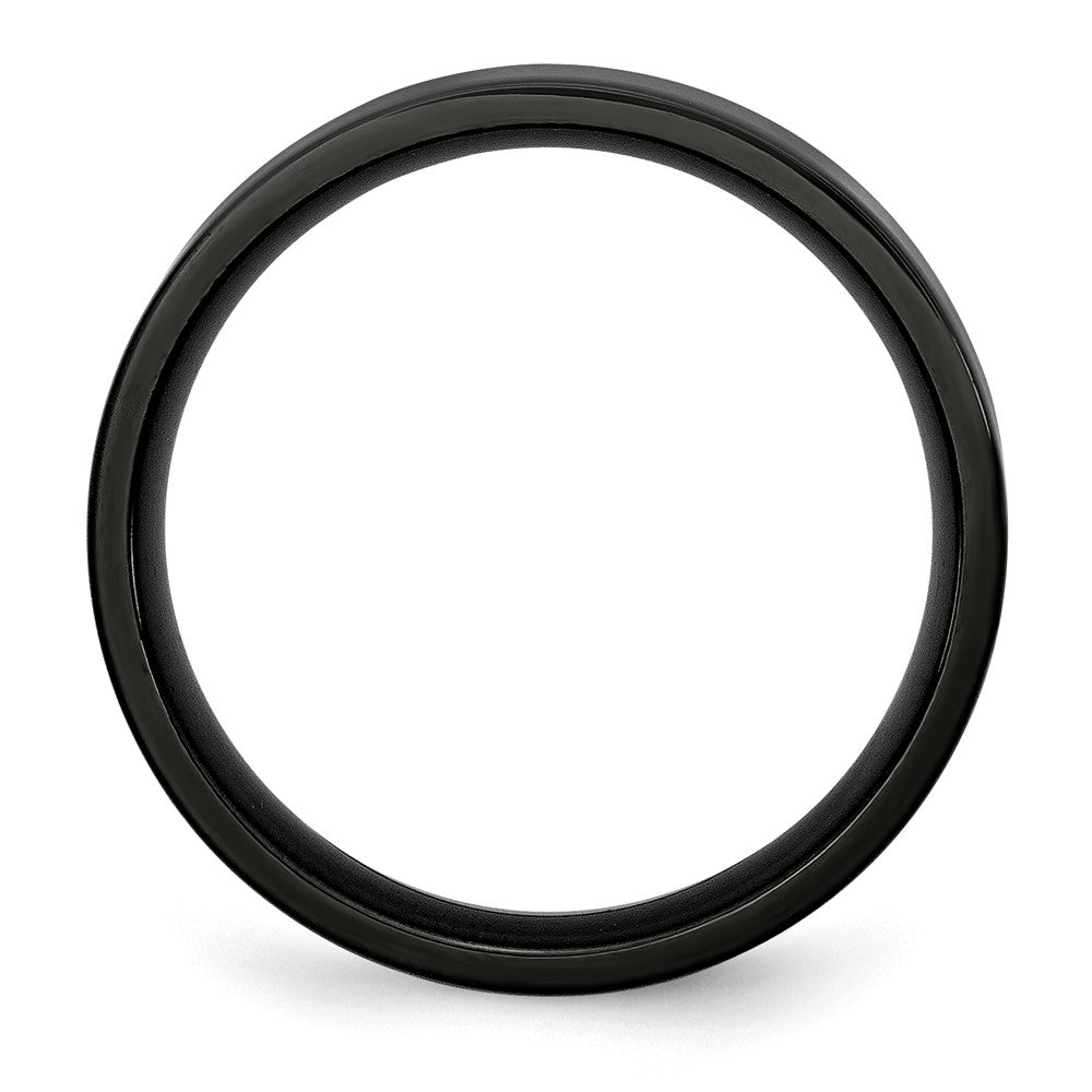 Alternate view of the 5mm Black Plated Stainless Steel Polished Flat Band by The Black Bow Jewelry Co.