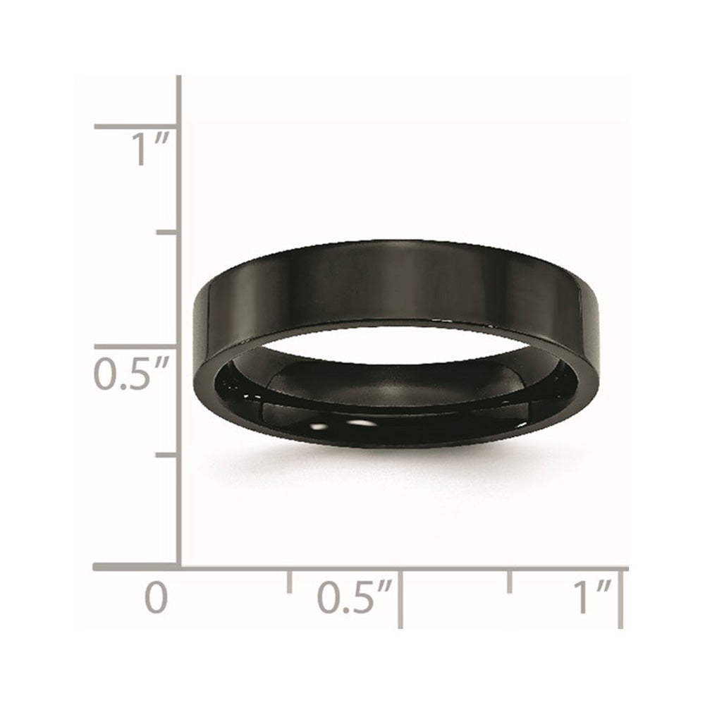 Alternate view of the 5mm Black Plated Stainless Steel Polished Flat Band by The Black Bow Jewelry Co.