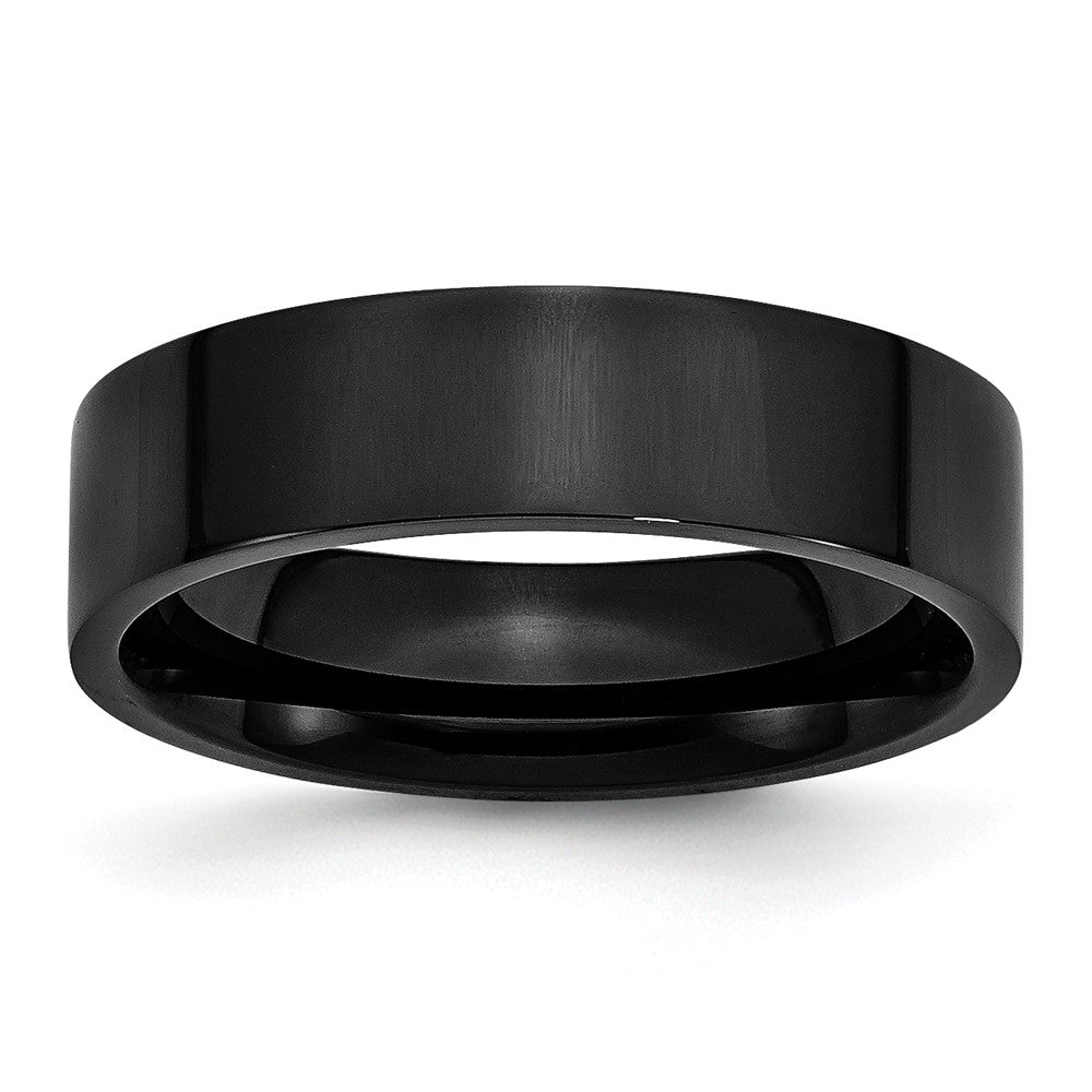 6mm Black Plated Stainless Steel Polished Flat Band, Item R12163 by The Black Bow Jewelry Co.