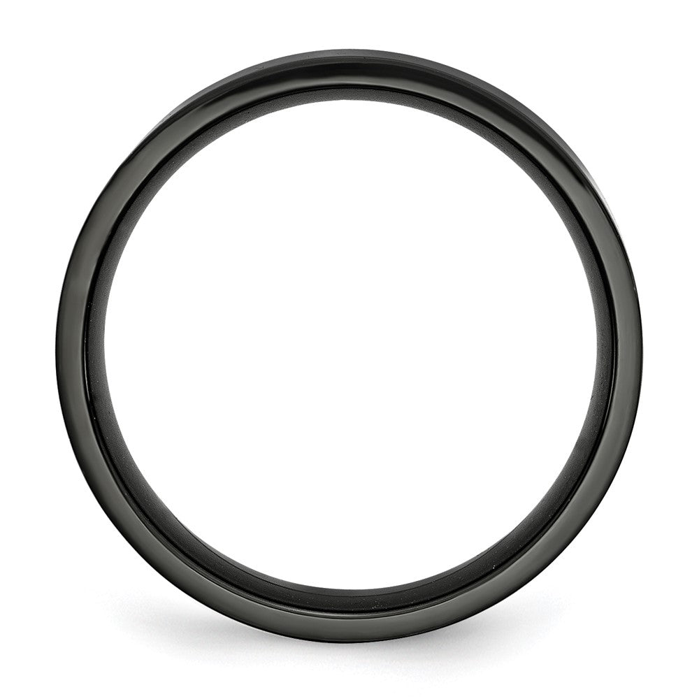 Alternate view of the 6mm Black Plated Stainless Steel Polished Flat Band by The Black Bow Jewelry Co.