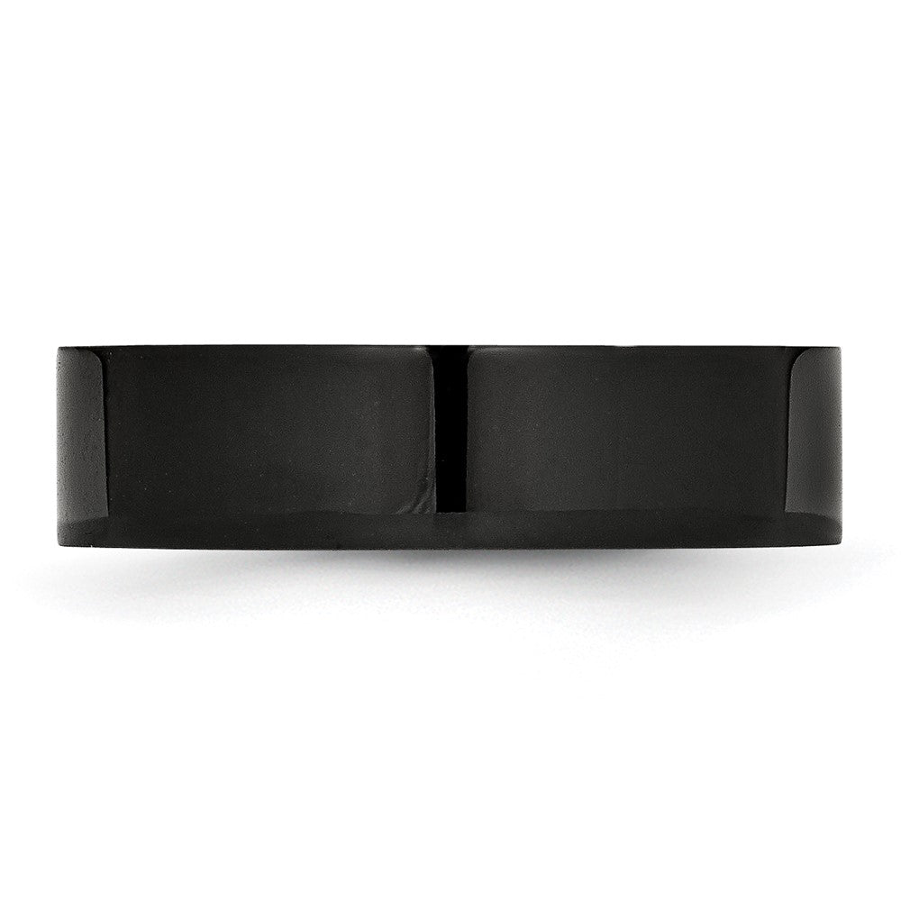 Alternate view of the 6mm Black Plated Stainless Steel Polished Flat Band by The Black Bow Jewelry Co.