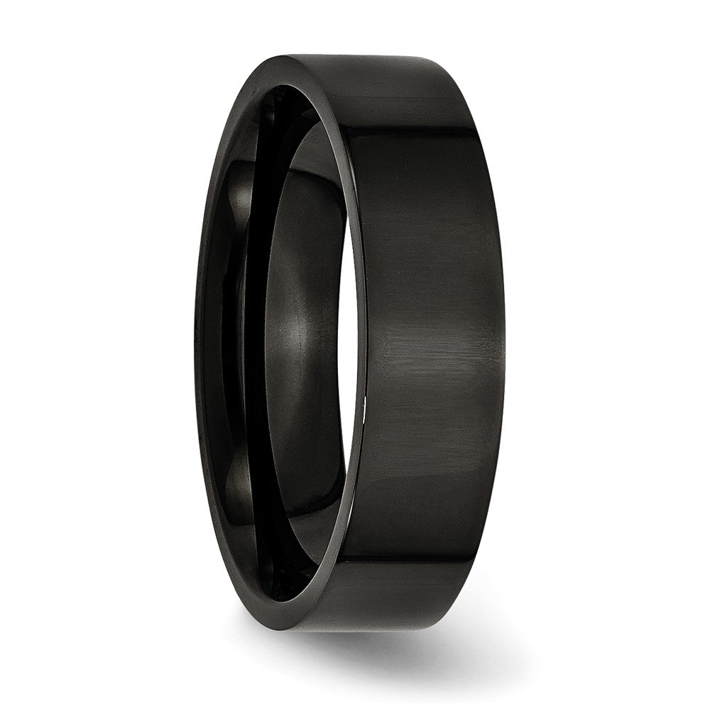 Alternate view of the 6mm Black Plated Stainless Steel Polished Flat Band by The Black Bow Jewelry Co.