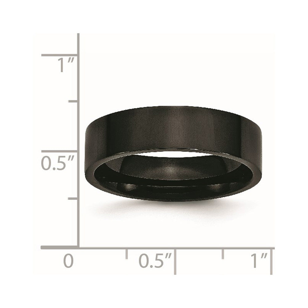 Alternate view of the 6mm Black Plated Stainless Steel Polished Flat Band by The Black Bow Jewelry Co.