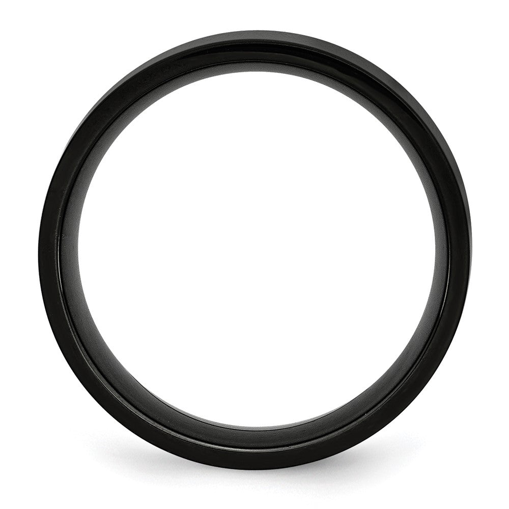 Alternate view of the Men's 8mm Black Plated Stainless Steel Polished Flat Band by The Black Bow Jewelry Co.