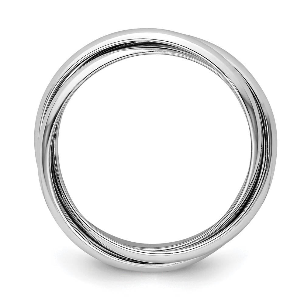 Alternate view of the 6mm 14K White Gold Polished Three Band Rolling Ring, Size 4 by The Black Bow Jewelry Co.