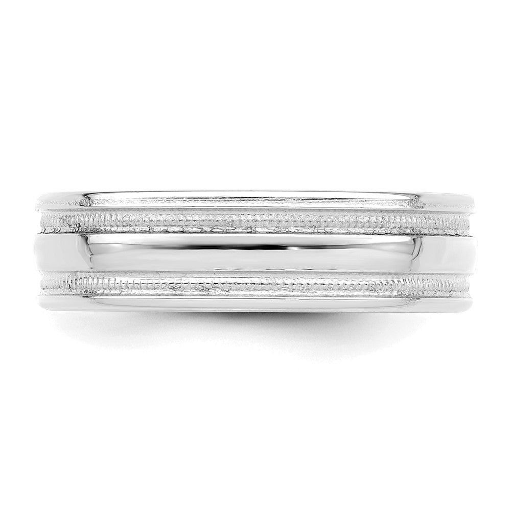 Alternate view of the 6mm 14K White Gold Heavy Weight Grooved Comfort Fit Band, Size 8 by The Black Bow Jewelry Co.