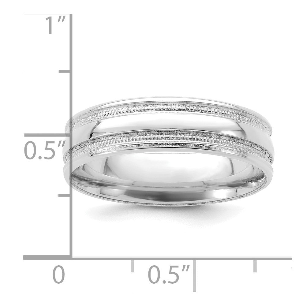Alternate view of the 6mm 14K White Gold Standard Weight Grooved Comfort Fit Band, Size 10 by The Black Bow Jewelry Co.