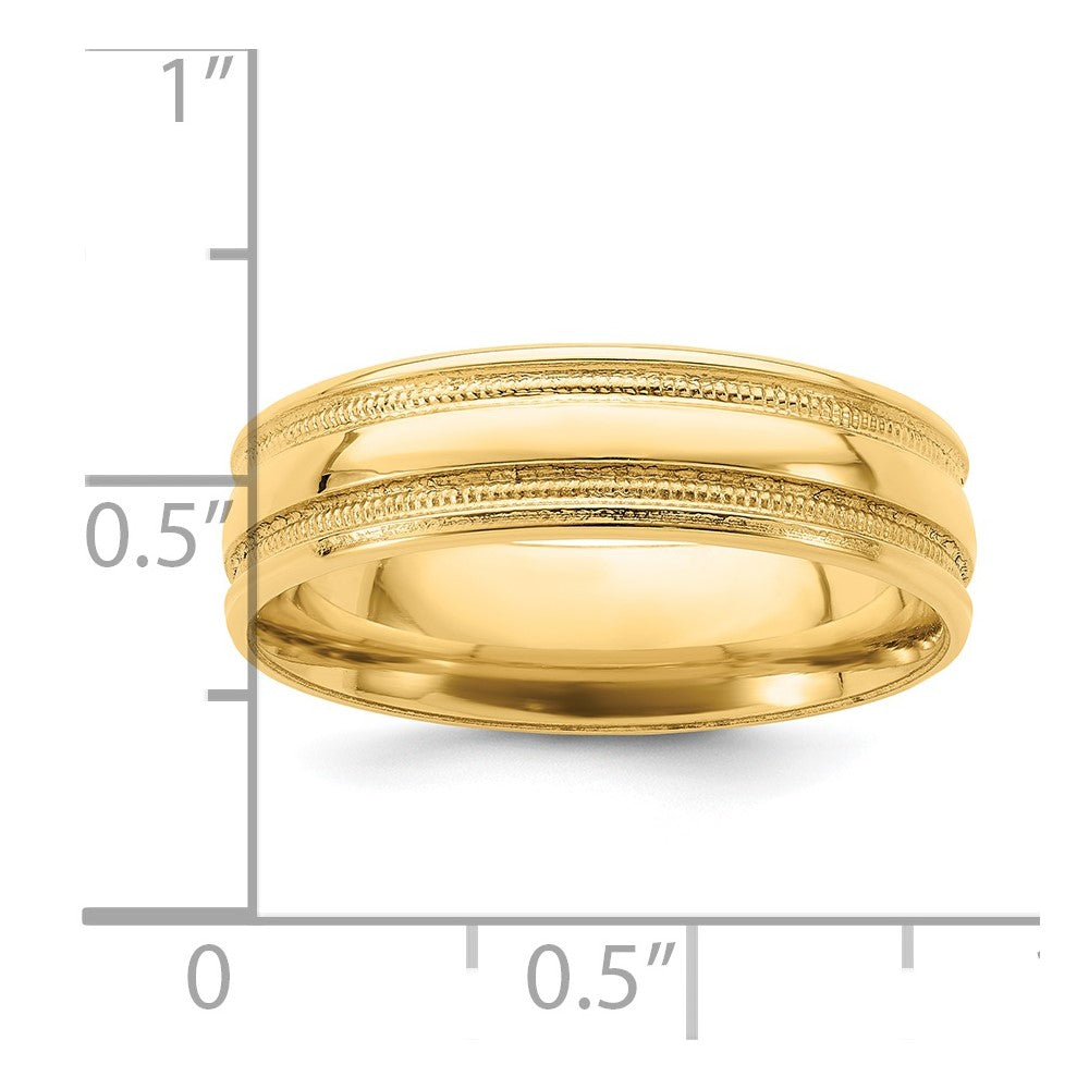 Alternate view of the 6mm 14K Yellow Gold Standard Weight Grooved Comfort Fit Band, Size 12 by The Black Bow Jewelry Co.