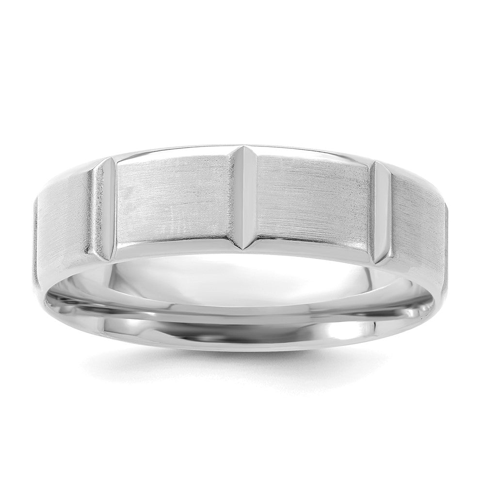 6mm 14K White Gold Heavy, Light or Standard Grooved Comfort Fit Band, Item R12168 by The Black Bow Jewelry Co.