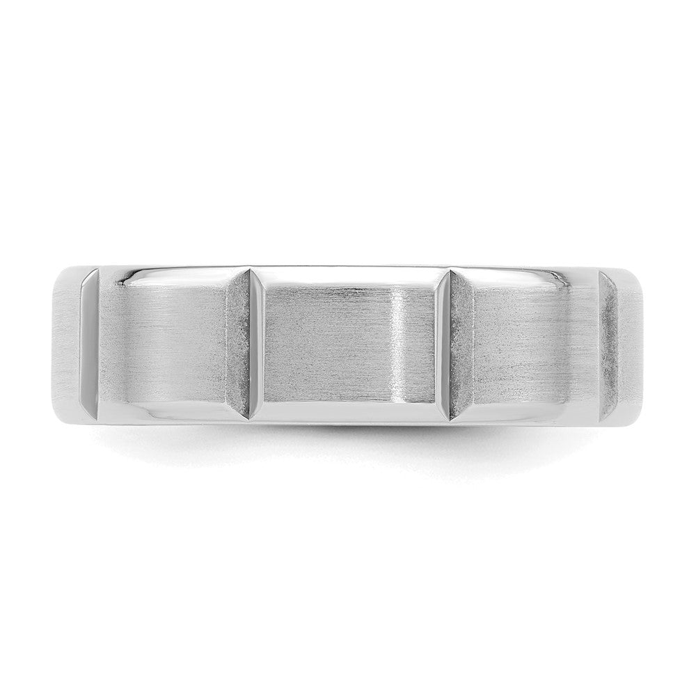 Alternate view of the 6mm 14K White Gold Heavy, Light or Standard Grooved Comfort Fit Band by The Black Bow Jewelry Co.