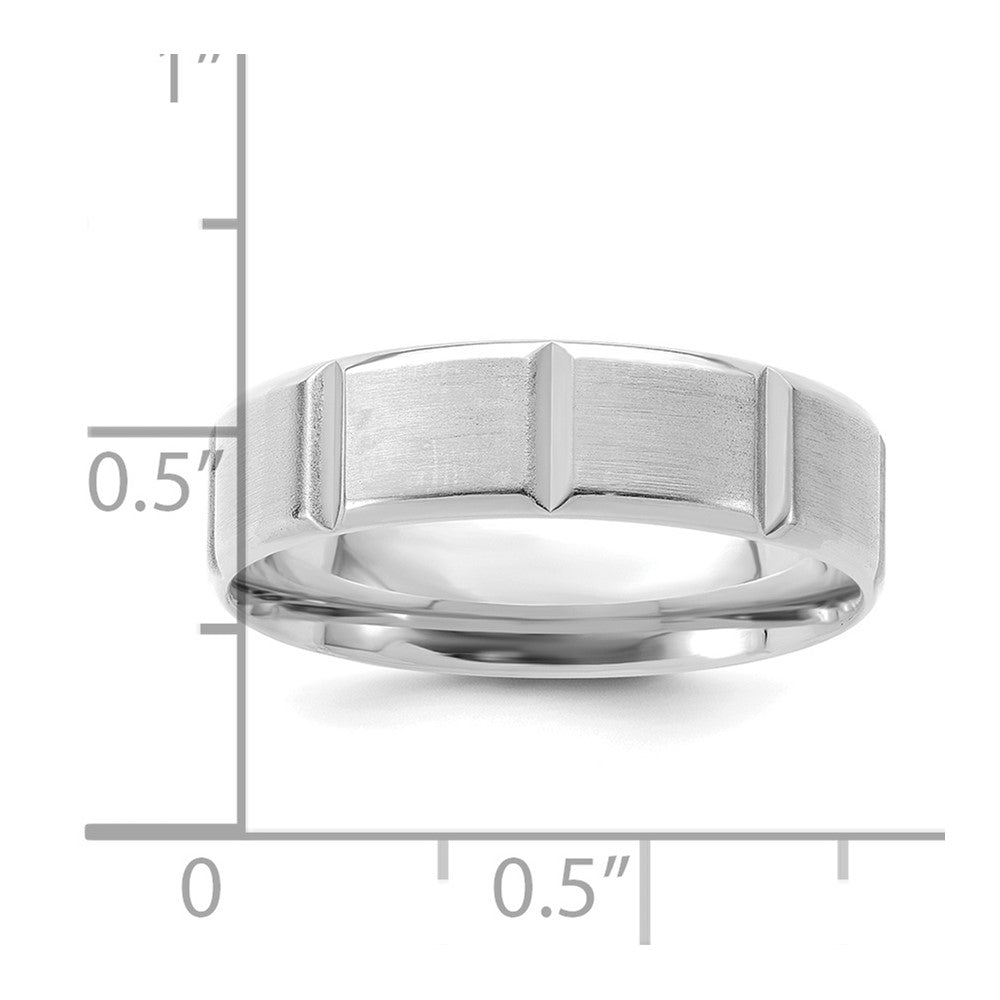 Alternate view of the 6mm 14K White Gold Heavy, Light or Standard Grooved Comfort Fit Band by The Black Bow Jewelry Co.