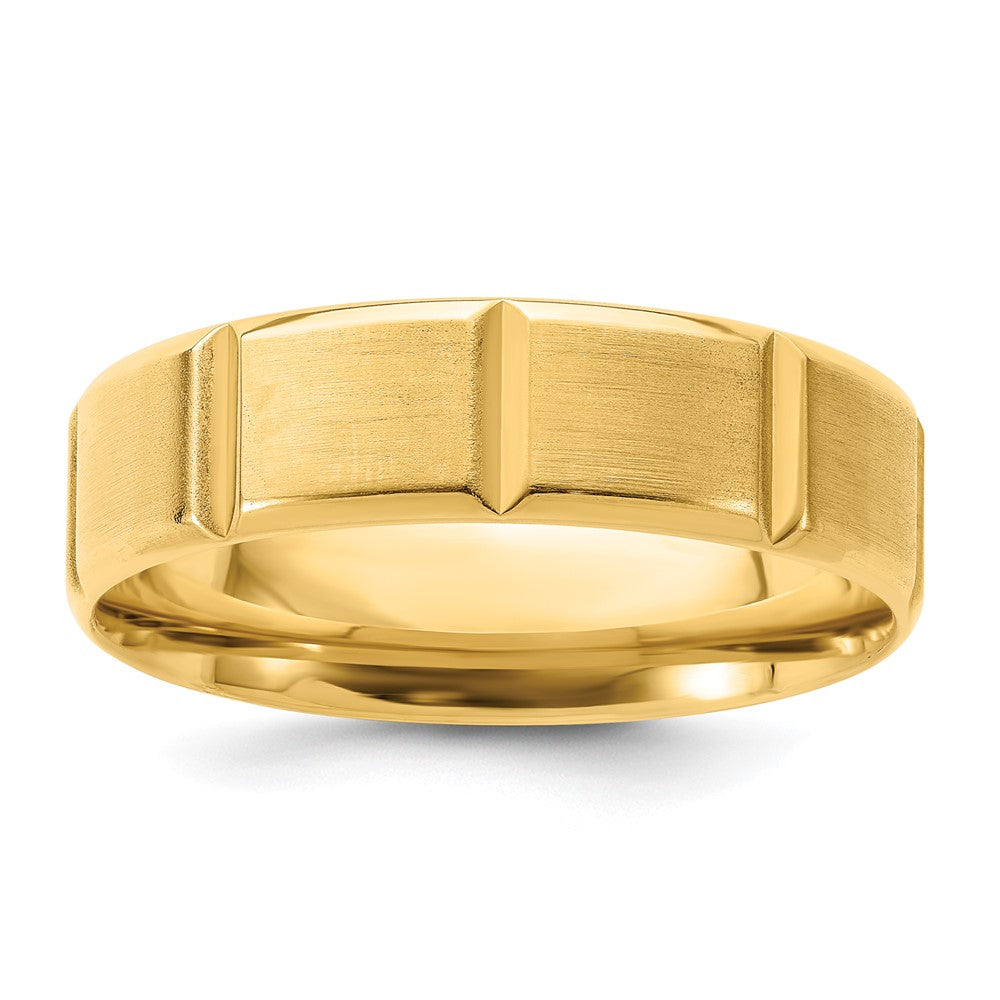 6mm 14K Yellow Gold Heavy Weight Beveled Comfort Fit Band, Size 7, Item R12169-HV-07 by The Black Bow Jewelry Co.