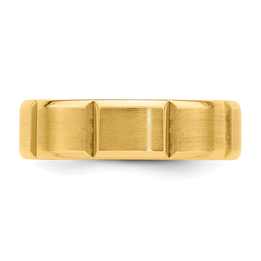 Alternate view of the 6mm 14K Yellow Gold Heavy, Light or Standard Grooved Comfort Fit Band by The Black Bow Jewelry Co.