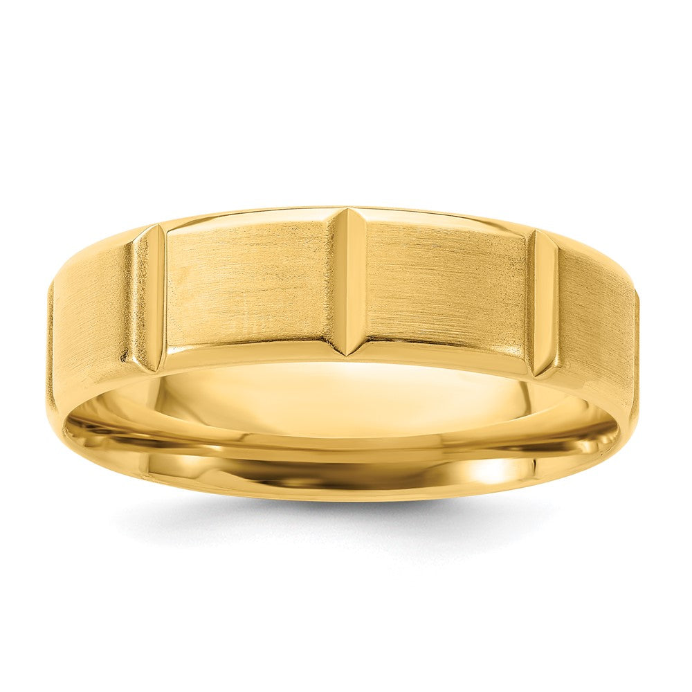 6mm 14K Yellow Gold Heavy, Light or Standard Grooved Comfort Fit Band
