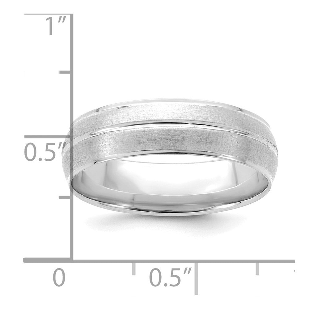 Alternate view of the 6mm 14K White Gold Grooved Standard Weight Comfort Fit Band, Size 9 by The Black Bow Jewelry Co.