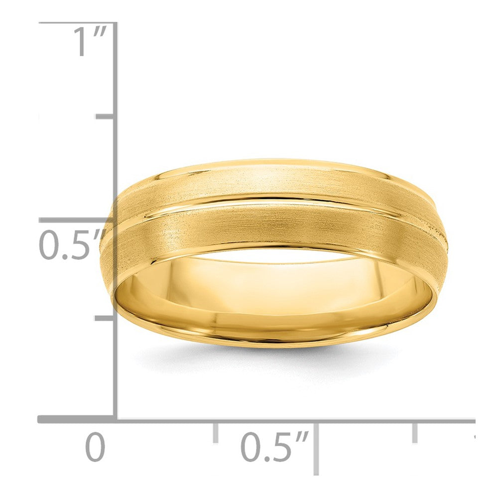 Alternate view of the 6mm 14K Yellow Gold Grooved Light Weight Comfort Fit Band, Size 11 by The Black Bow Jewelry Co.