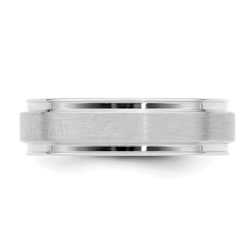 Alternate view of the 6mm 14K White Gold Flat Ridged Heavy Weight Comfort Fit Band SZ 7 by The Black Bow Jewelry Co.