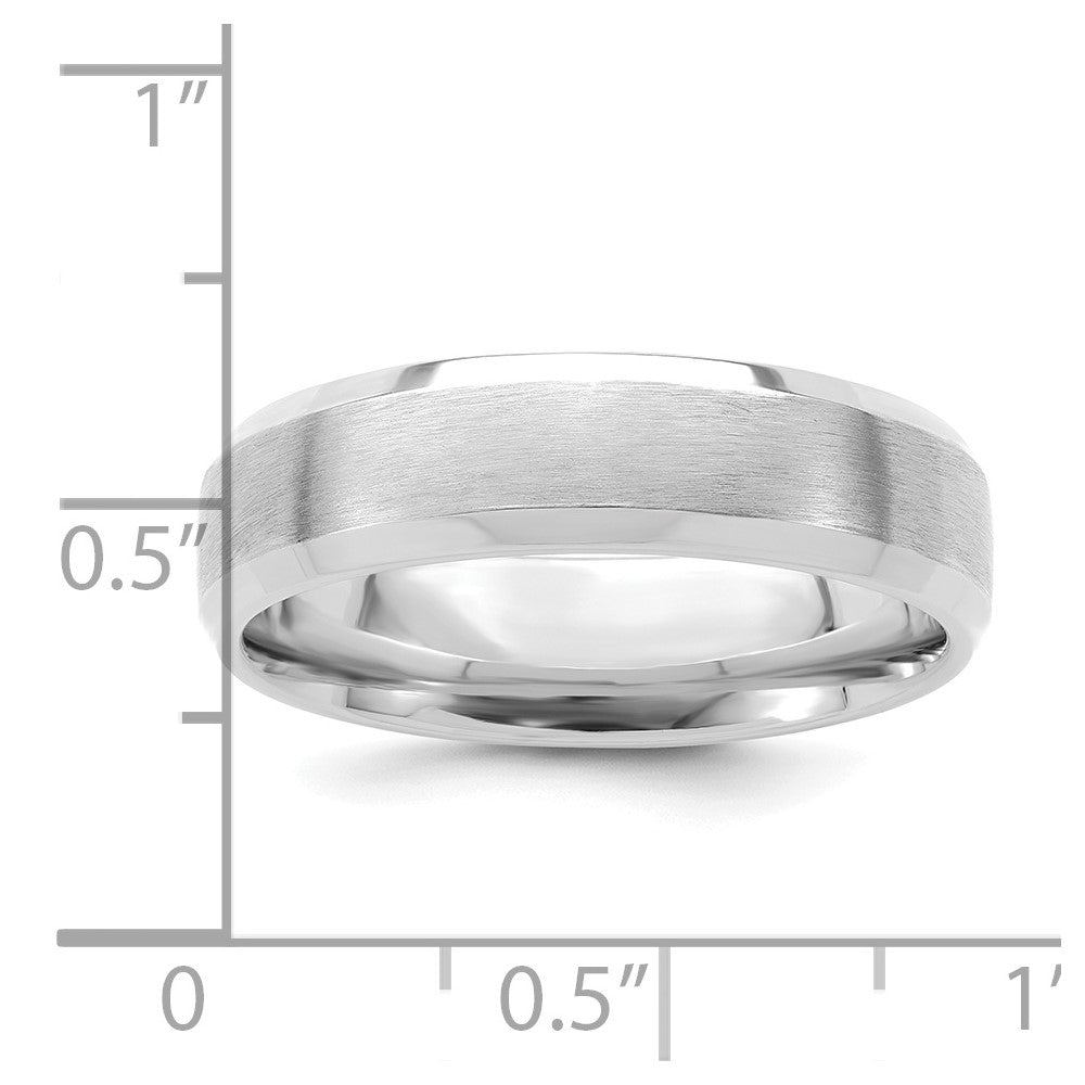 Alternate view of the 6mm 14K White Gold Brushed Beveled Edge Comfort Fit Band by The Black Bow Jewelry Co.