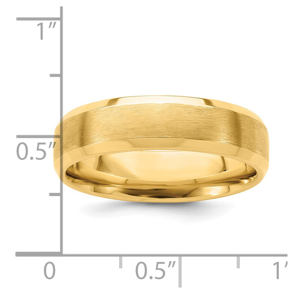 Alternate view of the 6mm 14K Yellow Gold Brushed Beveled Edge Comfort Fit Band by The Black Bow Jewelry Co.