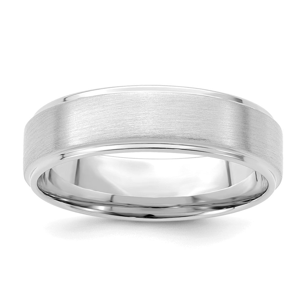 6mm 14K White Gold Step Edge Heavy Weight Comfort Fit Band Size 7, Item R12176-HV-07 by The Black Bow Jewelry Co.
