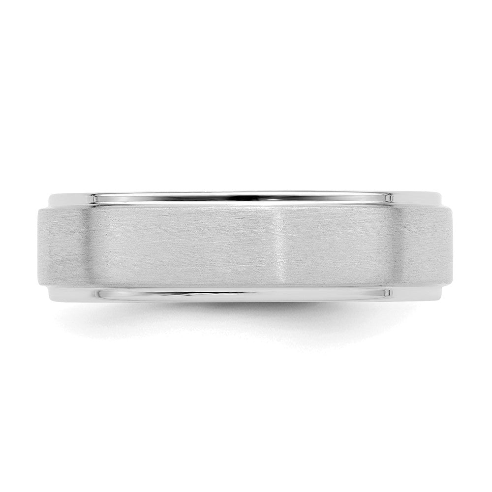 Alternate view of the 6mm 14K White Gold Brushed Step Edge Comfort Fit Band by The Black Bow Jewelry Co.
