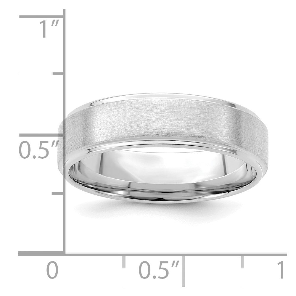 Alternate view of the 6mm 14K White Gold Brushed Step Edge Comfort Fit Band by The Black Bow Jewelry Co.