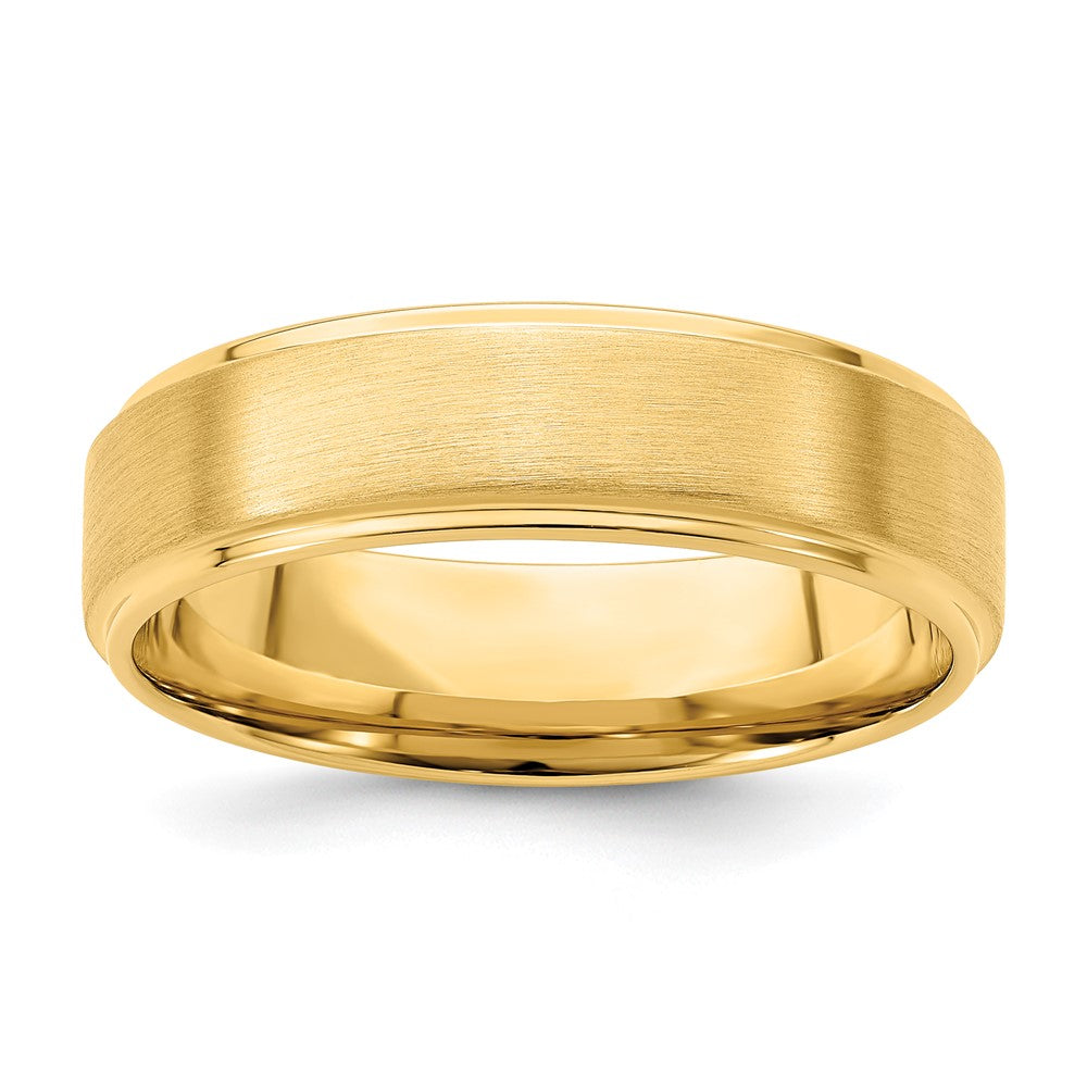 6mm 14K Yellow Gold Step Edge Heavy Weight Comfort Fit Band Size 7, Item R12177-HV-07 by The Black Bow Jewelry Co.