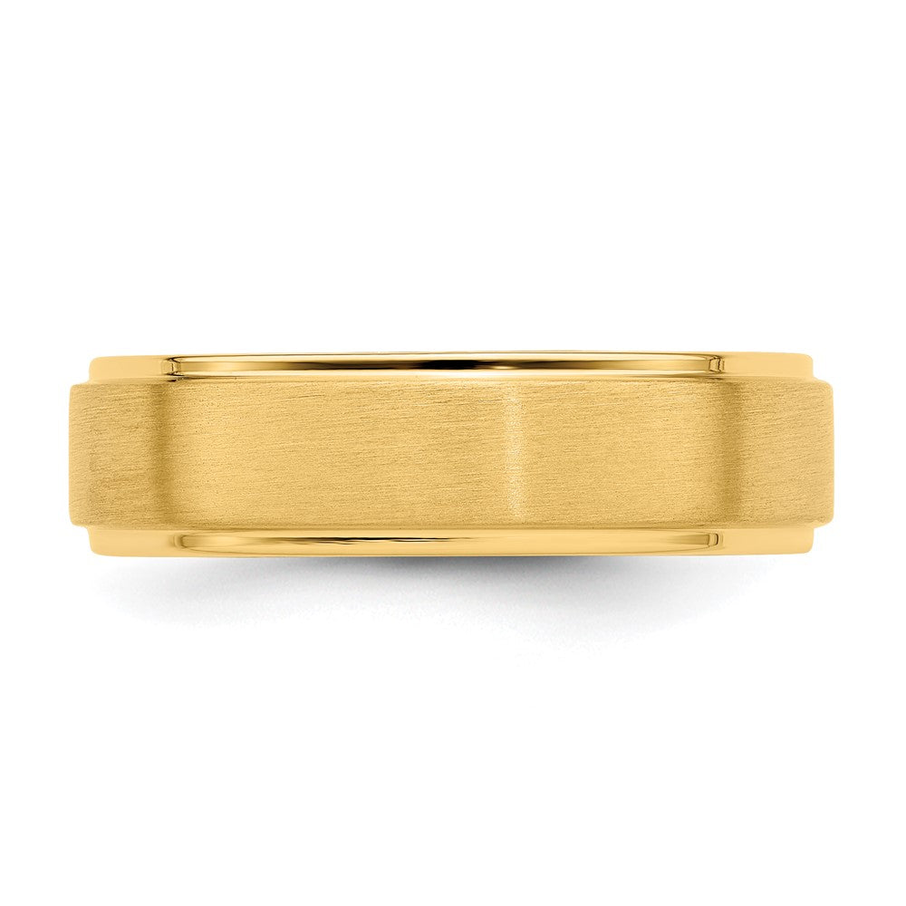 Alternate view of the 6mm 14K Yellow Gold Brushed Step Edge Comfort Fit Band by The Black Bow Jewelry Co.