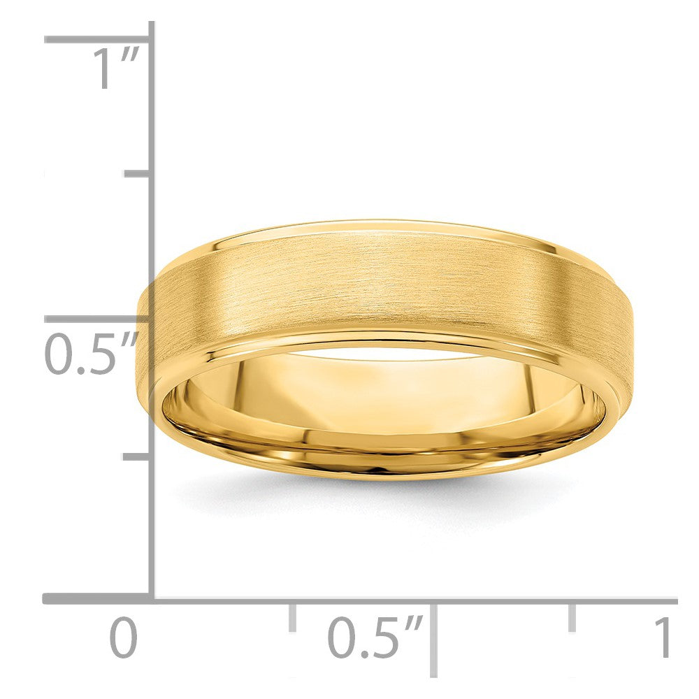 Alternate view of the 6mm 14K Yellow Gold Brushed Step Edge Comfort Fit Band by The Black Bow Jewelry Co.