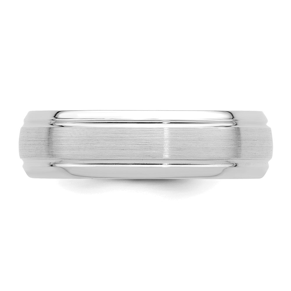 Alternate view of the 6mm 14K White Gold Grooved Edge Heavy Weight Comfort Fit Band SZ 7 by The Black Bow Jewelry Co.