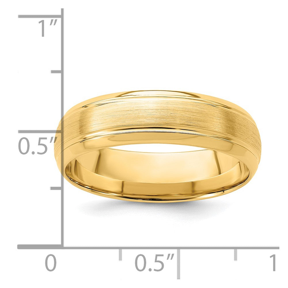 Alternate view of the 6mm 14K Yellow Gold Grooved Edge Heavy Weight Comfort Fit Band SZ 8 by The Black Bow Jewelry Co.