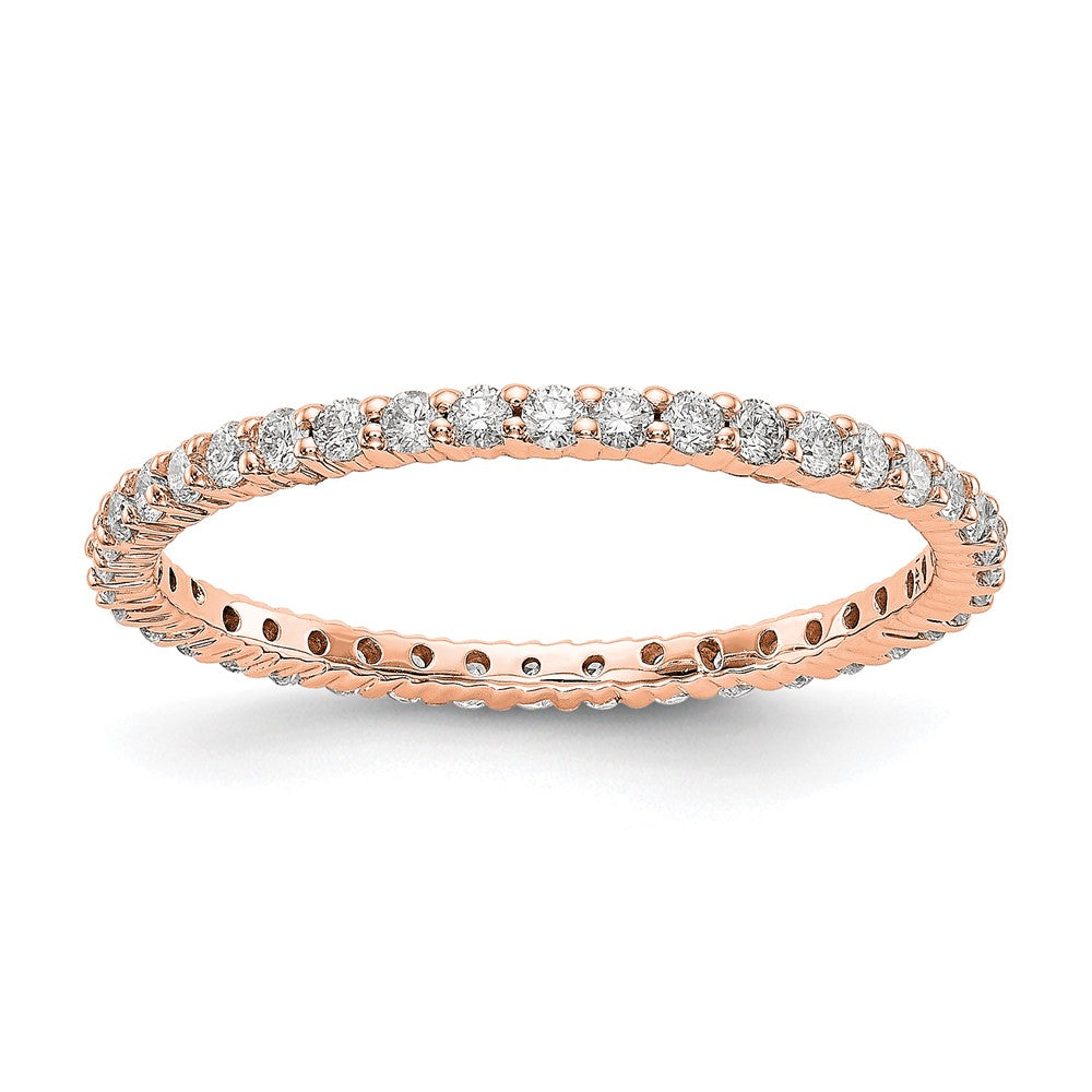 1.5mm 14K Rose Gold Shared Prong 1/2 Ctw Diamond Eternity Band SZ 9, Item R12180-14KR-09 by The Black Bow Jewelry Co.
