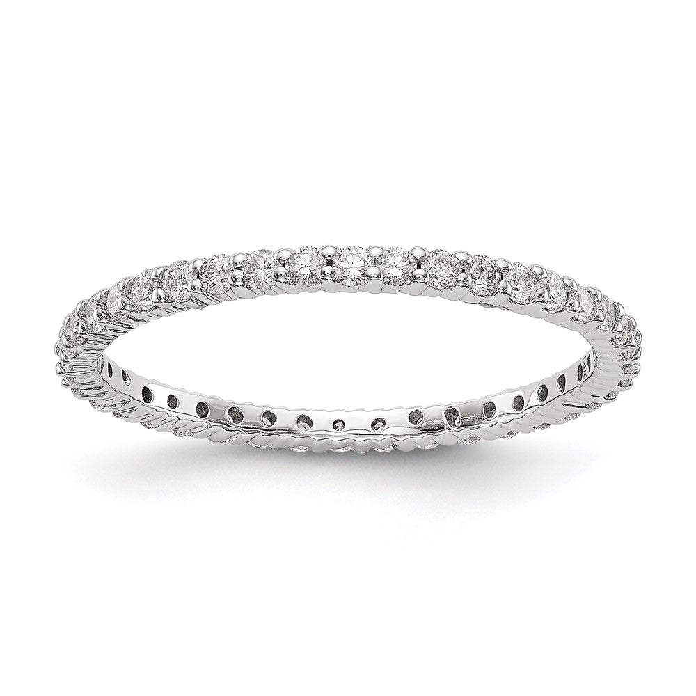 1.5mm 14K White Gold Shared Prong 1/2 Ctw Diamond Eternity Band SZ 8.5, Item R12180-14KW-085 by The Black Bow Jewelry Co.