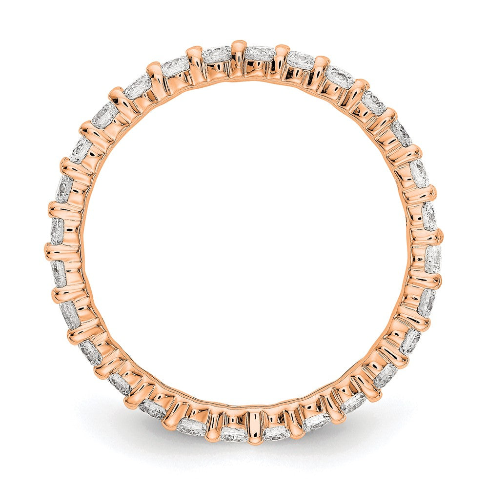 Alternate view of the 2mm 14K Rose Gold Shared Prong 1.0 Ctw Diamond Eternity Band, Size 4 by The Black Bow Jewelry Co.