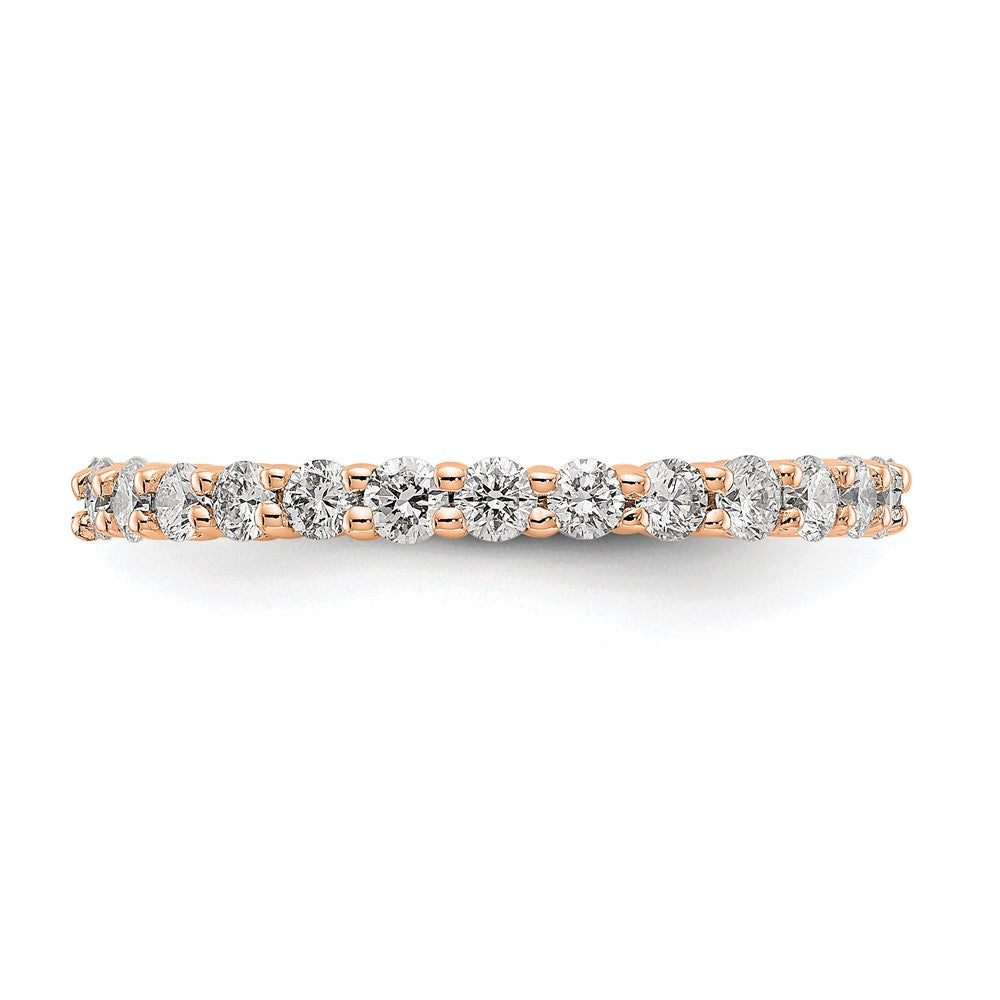 Alternate view of the 2mm 14K Rose Gold Shared Prong 1.0 Ctw Diamond Eternity Band, Size 4 by The Black Bow Jewelry Co.
