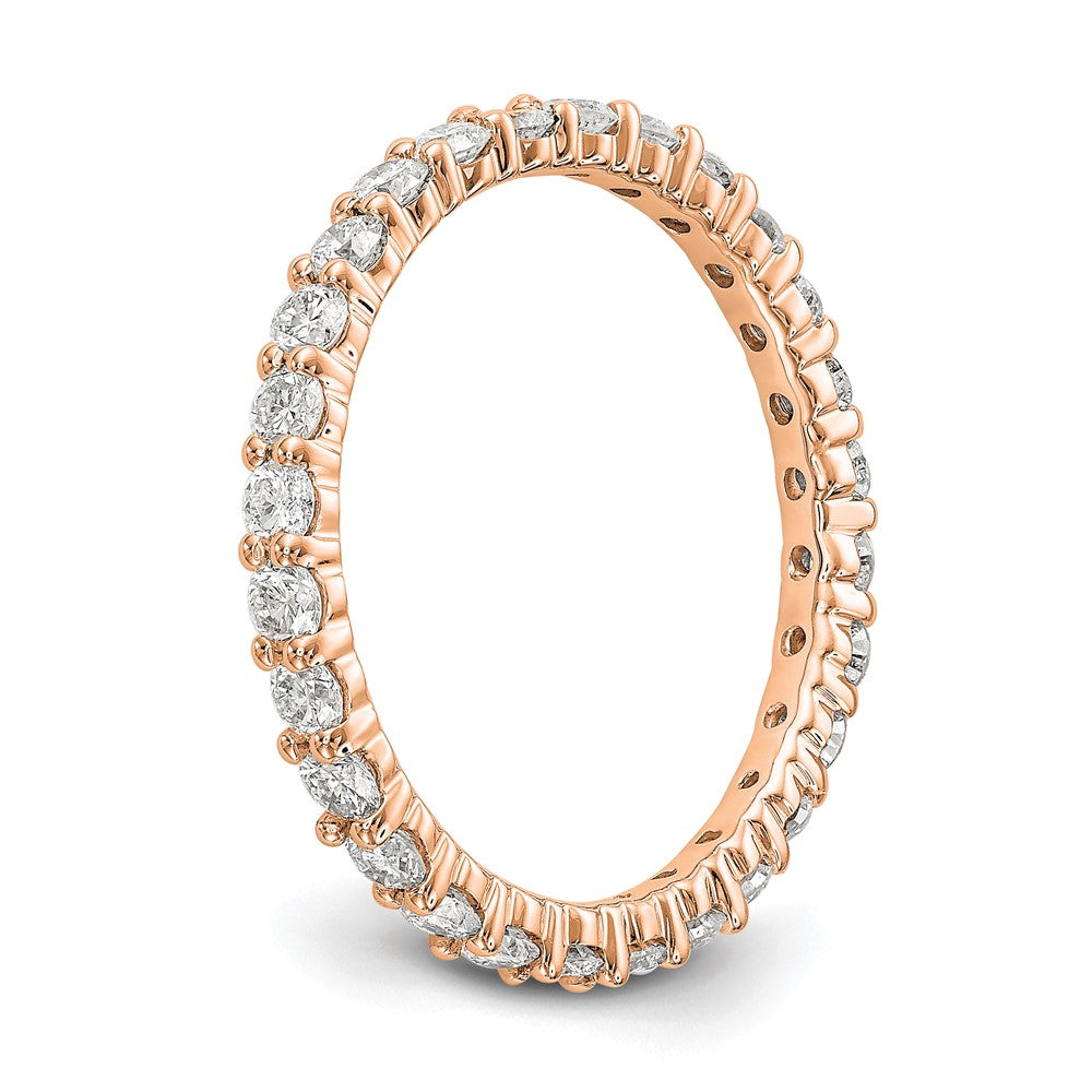 Alternate view of the 2mm 14K Rose Gold Shared Prong 1.0 Ctw Diamond Eternity Band, Size 4 by The Black Bow Jewelry Co.