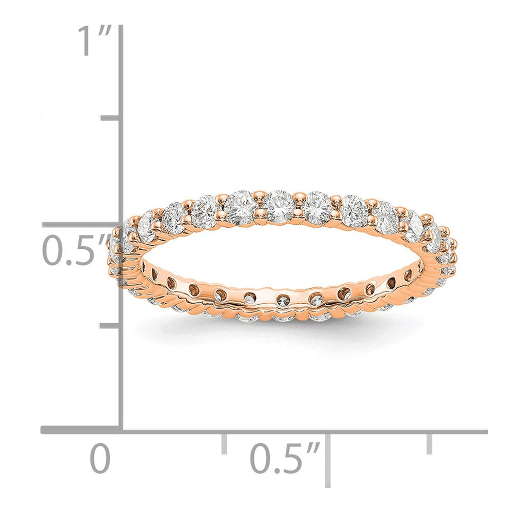 Alternate view of the 2mm 14K Rose Gold Shared Prong 1.0 Ctw Diamond Eternity Band, Size 4 by The Black Bow Jewelry Co.