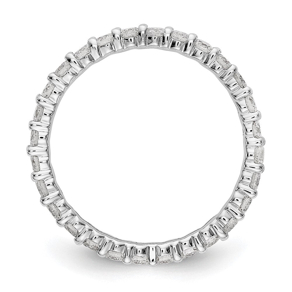 Alternate view of the 2mm 14K White Gold Shared Prong 1.0 Ctw Diamond Eternity Band, Size 4 by The Black Bow Jewelry Co.