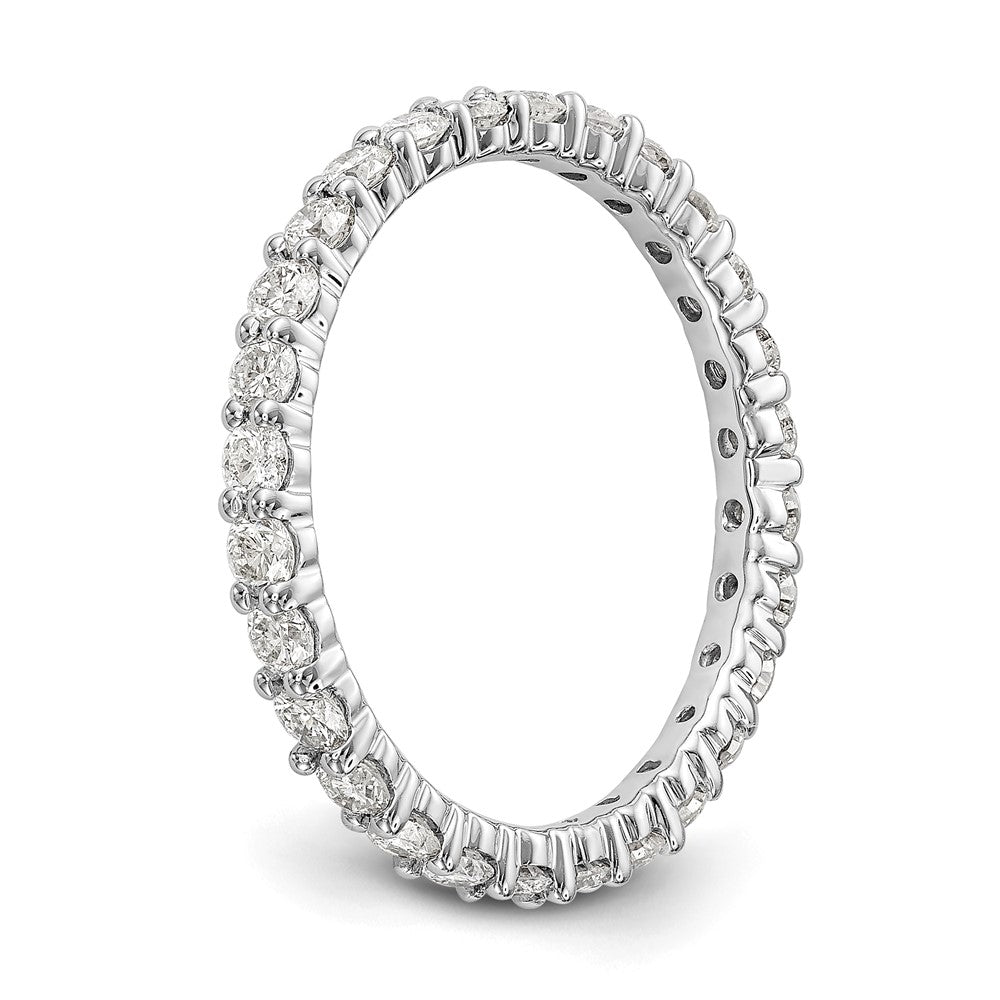 Alternate view of the 2mm 14K White Gold Shared Prong 1.0 Ctw Diamond Eternity Band, Size 4 by The Black Bow Jewelry Co.